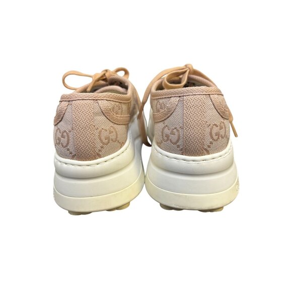 Gucci Blush GG Canvas Platform Sneakers Ivory Sole Lace-Up Size 37/7 - Picture 4 of 12
